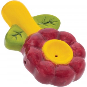 3.5" Purple Flower Ceramic Pipe - Wacky Bowlz [CP102P]